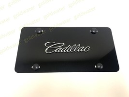 3D Cadillac Script Emblem Badge Black Aluminum Metal Vanity Front Licens... - $28.23