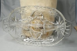 Anchor Hocking Star Divided Relish Dish 10&quot; Clear Glass Starburst Handles  - £9.74 GBP