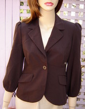 LAUNDRY by SHELLI SEGAL Dark Brown Stretch Wool Blend 3/4 Sleeve Jacket (2) - £46.92 GBP