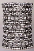 YACQ Multilayer Stretch Cuff Bracelet Women Crystal Wedding Bridal Fashion Jewel - $35.97