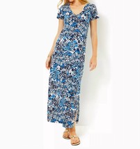 Lilly Pulitzer etta short sleeve maxi dress in Low Tide Navy Pandarama - size XS - £54.13 GBP