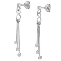 Chic Cascading Cube Sticks of Sterling Silver Post Drop Earrings - £10.30 GBP
