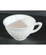 Milk Glass Coffee Tea Cup Grape Leaf Grapes White Cottage Vintage - $8.54