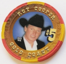 Las Vegas Rodeo Legend Roy Cooper '02 Gold Coast $5 Casino Poker Chip - $19.95