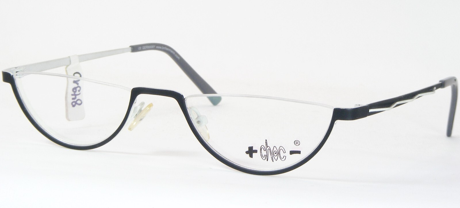 Vintage + Choc- C350 171 Noir Mat/Blanc Unique Rare Lunettes Choc 49-20-140 - $95.94