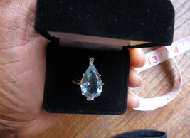 Fabulous Huge 12 carat Aquamarine &amp; diamond 14k yellow gold ring Sz 7 - £1,957.60 GBP