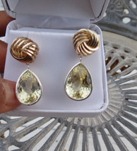 Mint Huge Estate  41.55 ct Yellow Kunzite &amp; 14k yellow Gold drop dangle earrings - £2,603.39 GBP