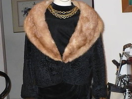 Cropped black broadtail &amp; Mink fur coat jacket bolero - £237.40 GBP
