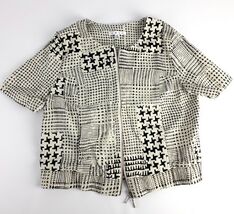 Cabi Coupe Size M Black Cream Wonder Fall Me Bomber Jacket Short Sleeve ... - $17.67