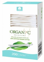 Organyc 100% Organic Cotton Swabs for Sensitive Skin, 200 Swabs - £9.47 GBP
