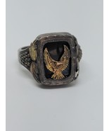 Vintage Sterling Silver 925 12k Black Hills Gold Eagle Ring Size 11 - £78.65 GBP
