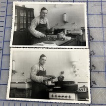 Vintage RPPC Postcard Man Cooking Roast In Kitchen Holding Knife - $115.91 MXN