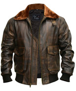 G-1 Aviator A-2 Real Bomber Flight Jacket Distressed Brown Men&#39;s Leather... - £42.03 GBP+