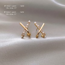 Design Sense Korean Exquisite and Small Cross Shaped  Earrings Fashion Girl&#39;s Un - £10.46 GBP