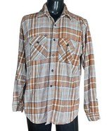Big Mike Flannel Mens XL Vintage 1970s Union Made In USA Work Shirt Brow... - $44.54
