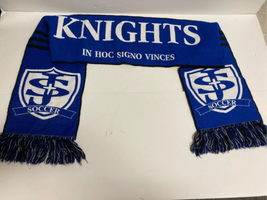 St. Josephs Knights Reversible Soccer Scarf 60” x 8” Black Blue Fringe - $31.87