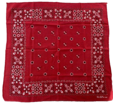 Vintage RED Bandana Paisley Fast Color RN13960 Handkerchief Selvedge Edge - $30.29