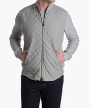 Raffi Men&#39;s Gray Quilted Front Knitted Back Zipper Cotton Vest Size XL NEW - £103.03 GBP