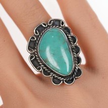 sz7 Large Vintage Native American silver and turquoise ring - £58.80 GBP