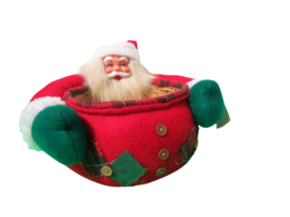 Vtg Christmas Santa Basket Candy Treat Container NOS W/Tag 10&quot;W - £15.78 GBP