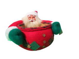 Vtg Christmas Santa Basket Candy Treat Container NOS W/Tag 10&quot;W - £15.58 GBP