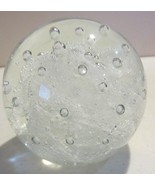 Clear Abstract Controlled Bubbles Art Glass Round Paperweight - £22.31 GBP