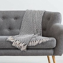 100 Cotton Throw Blanket 50&quot; x 60&quot; Sofa Chair Couch Black Cream Fringe C... - £23.14 GBP