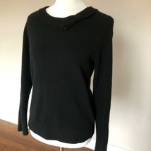 KATE SPADE Black Wool Leather Trimmed Sweater SZ S EUC - £54.47 GBP