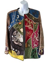 Vtg Colorful Patchwork Button Front Jacket Unbranded 80&#39;s L? - $58.60