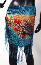 Teal &amp;Chocolate Brown Vintage Style Gypsy Hip Scarf Bohemian or Shawl - £39.50 GBP