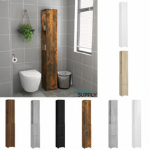 Modern Wooden Narrow Tall Bathroom Toilet Storage Cabinet Unit With 2 Drawers - £53.91 GBP+