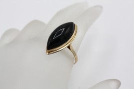 Vintage 14K Yellow Gold Marquise Shape Cabochon Onyx Ring Size 7 - $9,095.75 MXN