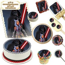 Ahsoka &amp; Vader Star Wars Edible Cake &amp; Dessert toppers ~ Multiple Sizes! - £9.29 GBP