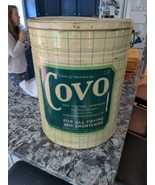 Vintage COVO Cream of Vegetable Oil Tin 110 lbs CREAM &amp; GREEN Plaid New ... - $134.30 CAD