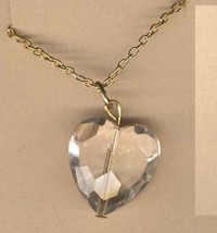 Heart Necklace Pendant Faceted Faux Crystal Princess Love Charm Costume Jewelry - $5.97