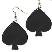 Funky Spade Playing Card Earrings Suit Lucky Charm Novelty Costume Jewelry Giant - £4.77 GBP