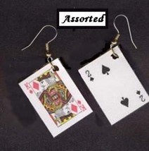 Novelty Playing Cards Earrings Black Jack Lucky Charm Poker Funky Costume Jewelry - £4.45 GBP