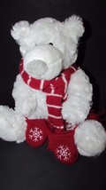 Lindt Lindor Chocolates brand plush polar bear red striped scarf mittens  - £8.13 GBP
