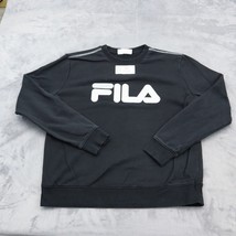 Fila Shirt Mens L Black Long Sleeve Crew Neck White Logo Pullover Sweats... - $24.73