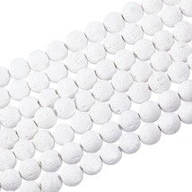 Bulk Lava Beads White 8mm Bumpy Stone Round Circle Wholesale 470pcs - £24.15 GBP