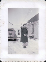 Vintage Lady In The Cold Detroit Michigan 1947 Snapshot - $9.99