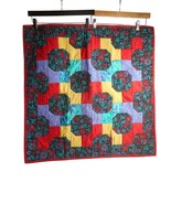 Vintage Patchwork Bow tie windows Quilted Wall Hanging Multicolor Square... - $1,276.62 MXN