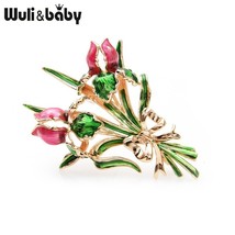Wuli baby enamel double rose brooch pins for women valentine s day gift 2019 thumb200