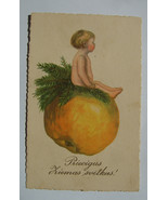 Latvia, Vintage New Year &amp; Christmas holidays - child boy apple - 1922 -... - £11.79 GBP