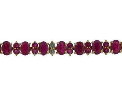 14.5CtOval CZ Brazalete de Rubí Rosa Línea de Tenis Redondo Chapado en Oro... Item image 2