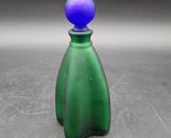 Emerald Green Glass Art Studio Perfume w/Blue Dauber Dark Green Perfume ... - £19.83 GBP