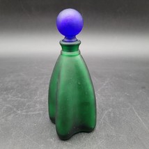 Emerald Green Glass Art Studio Perfume w/Blue Dauber Dark Green Perfume ... - $24.74