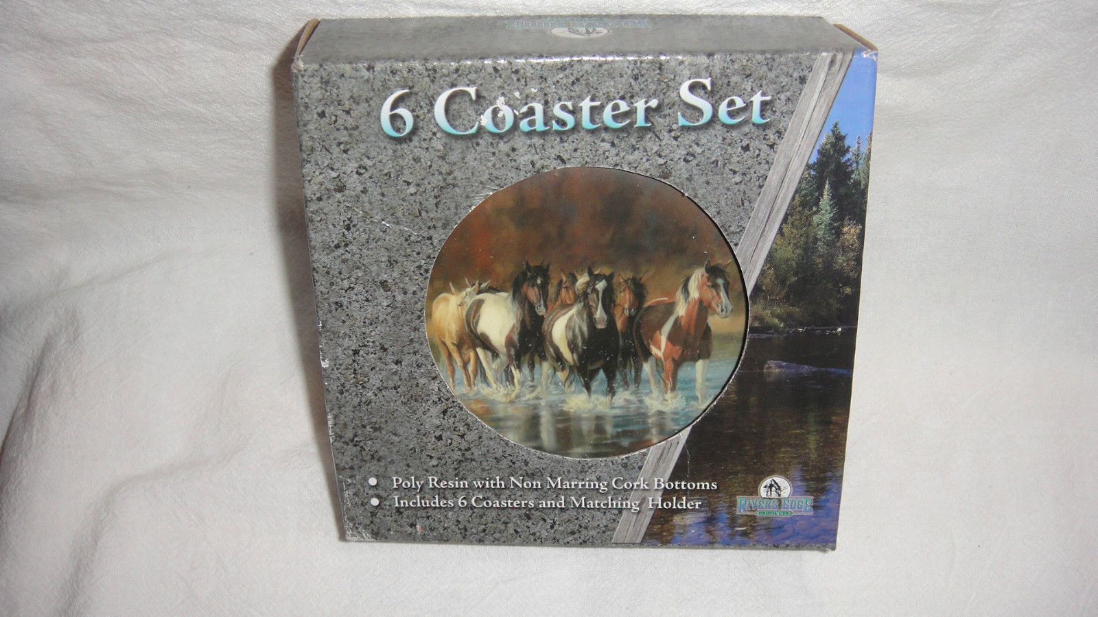 Beautiful Running Horses coaster set by Rivers Edge - $14.65
