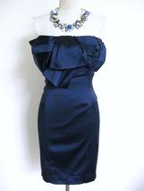 Karen Millen Stretch Satin Body Con Sheath Dress XXS 00 Origami Bow Stra... - £70.78 GBP