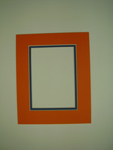Picture Mat Orange with Navy Blue 11x14 for 8x10 photo Rectangle framing... - $6.99